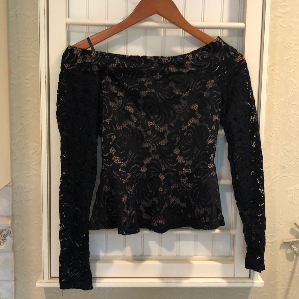 BCBG off the shoulder lace top!
